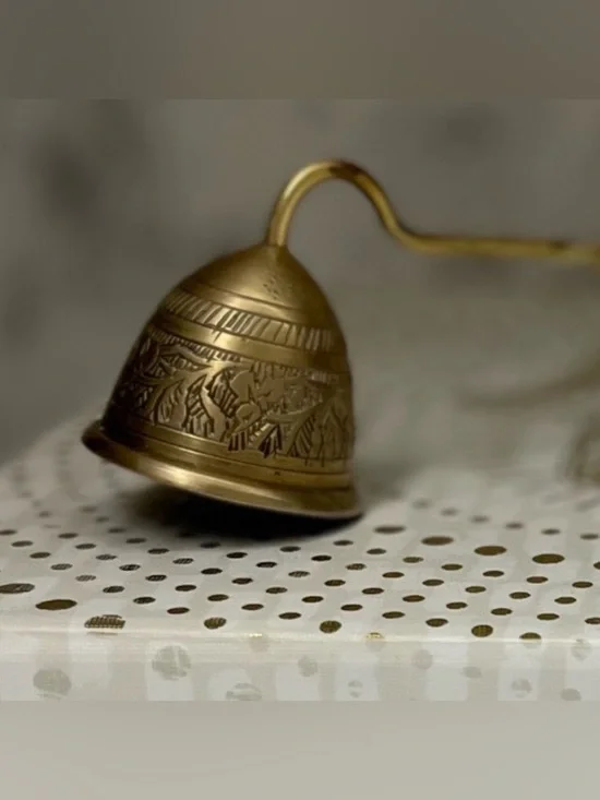 Vintage Etched Brass Candle Snuffer11.5” Long,Twisted Handle,Ornate Bell-Shaped - Picture 3 of 9